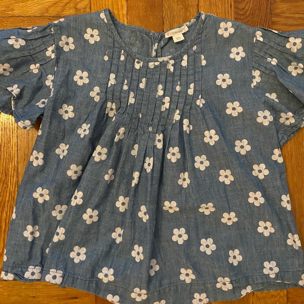 Crewcuts Pleated Linen top with Flutter Sleeve